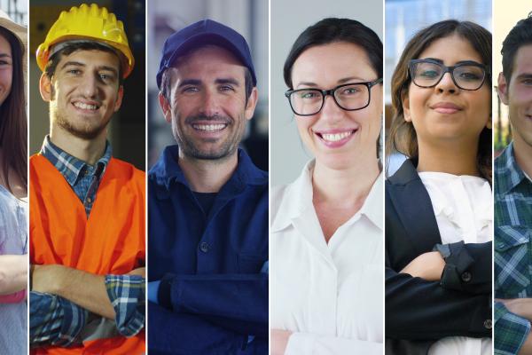Collage of different workers